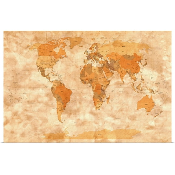 Great BIG Canvas | Rolled Michael Tompsett Poster Print entitled Map of the World