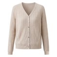 thumbnail image 5 of Cute Sweaters Women's Long Sleeve Cardigan Sweaters Button Up V Neck Knit Tops Teacher Outfits Layering Pullover Tops Work Sweaters for Women office Fall Tops Business Casual Tops Beige XL, 5 of 5