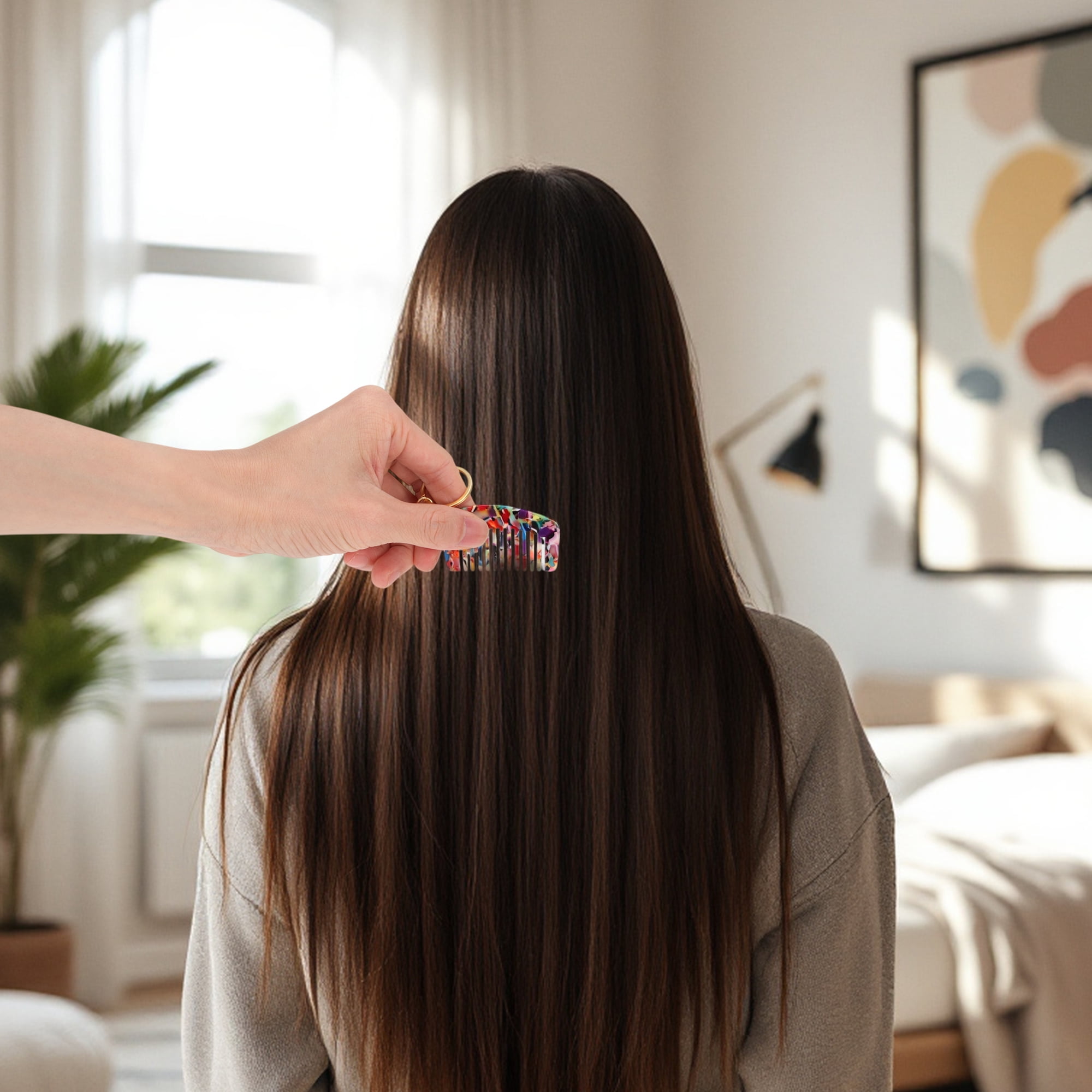 Unique Bargains 1 Pc Portable Mini Keychain Hair Comb for Making hair Smooth Assorted