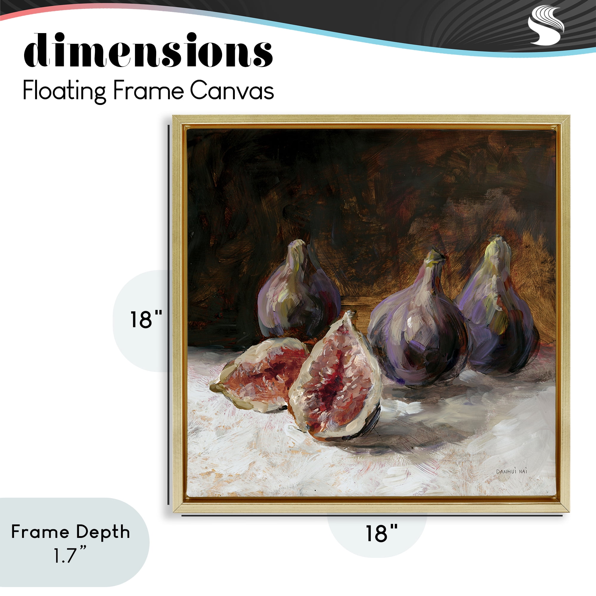 Stupell Industries Rustic Fig Still Life Gold Framed Floater Canvas Wall Art, design by Danhui Nai