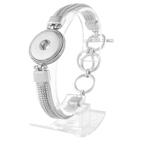Snap Jewelry Silver Toggle 9 inch Bracelet, Fits 18MM 20MM Ginger Charm Buttons