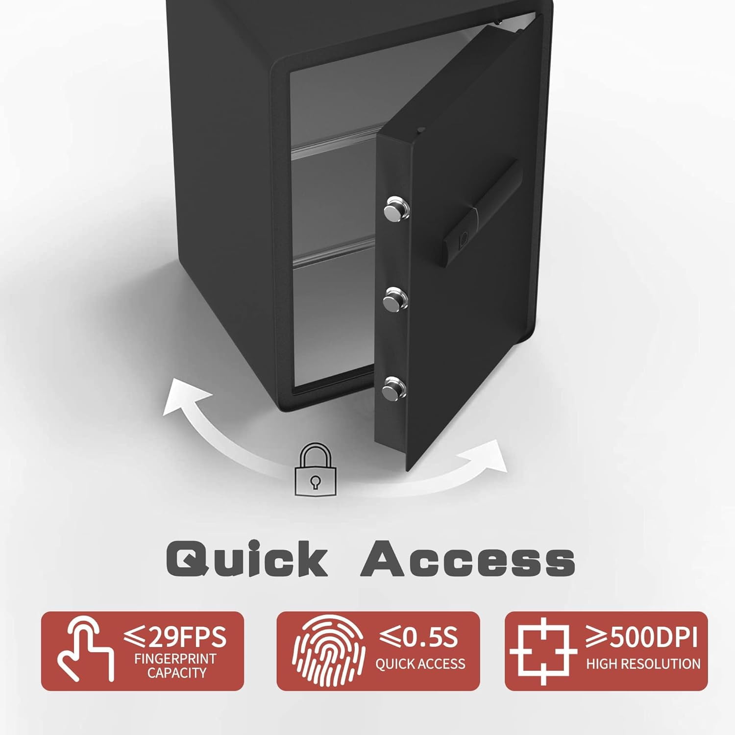 Reliancer 3.4 Cu.ft Biometric Fingerprint Safe Box with Sensor Light, for Home, Office, Black