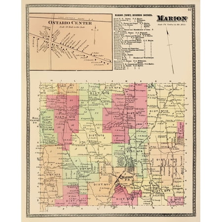 Historic City Map - Marion New York - Beers 1874 - Vintage Wall Art