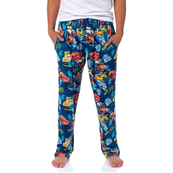 Disney's Cars Radiator Springs Character Men's Lounge Sleep Pajama Pants w Drawstring Elastic Waistband and Side Pockets