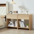 thumbnail image 3 of Wirrytor Nightstand Set of 2 with Charging Station for Bedroom , Wood Wide Bedside Table with Drawer and Shelf, Wide Side Table with Storage for Home Office, End Table for Living Room,Oak, 3 of 9