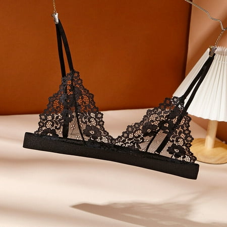 

Sexy Womens Mesh Floral Sheer Lace Triangle Bralette Bustier Crop Padded Bra