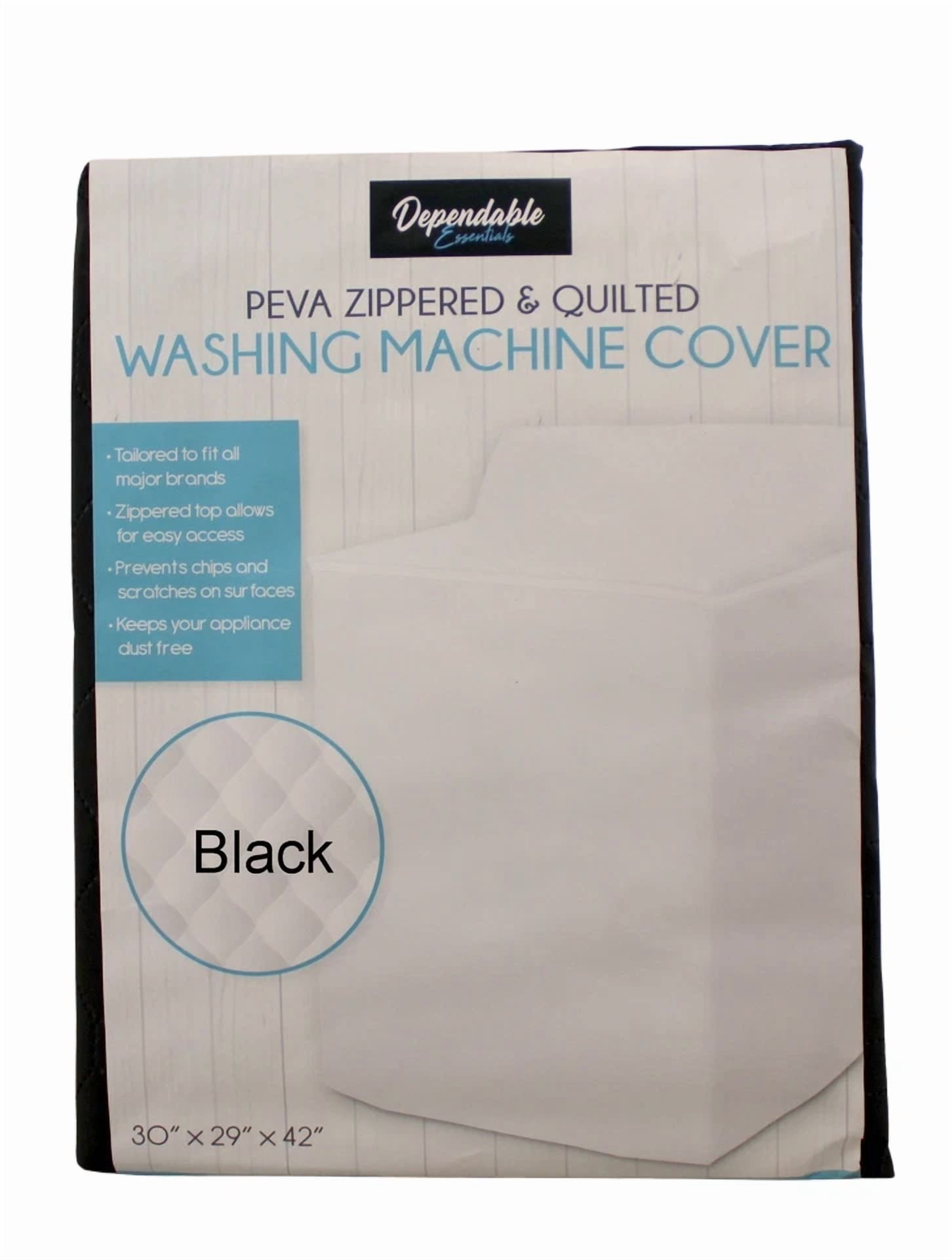 Heavyweight Zippered & Quilted Peva Washing Machine Cover 30" X 29" X 42" Black