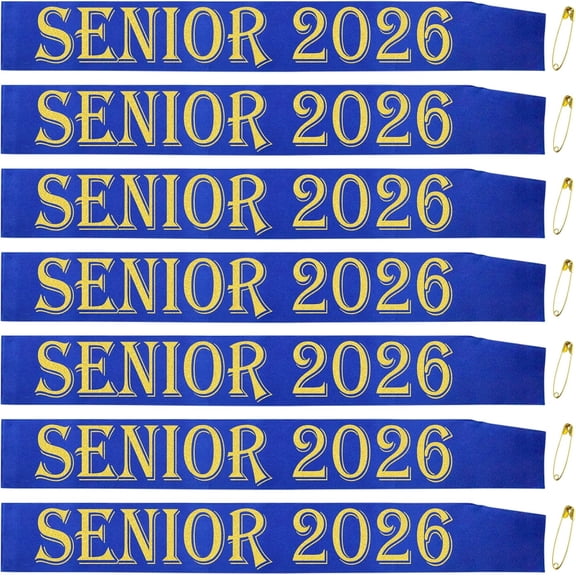1 pcs Senior 2026 Sashes, Royal Blue Satin Finally Graduated Sash with Gold Printed Letters Cheerleader Senior Class of 2026 Sashes for Graduation Party Celebrations Decorations Supplies