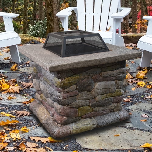 30" Outdoor Firepit with Cast Stone by Astella