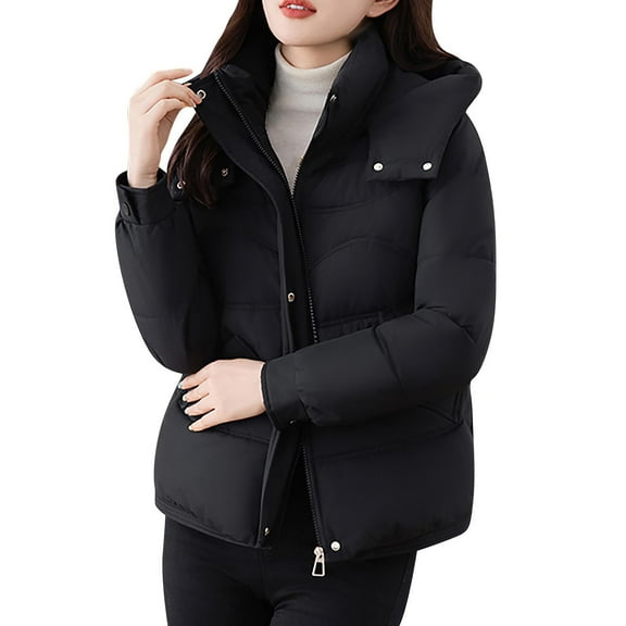 ZACPNCV Womens Quilted Puffer Jacket Hooded Long Sleeve Zip Up Winter Coat Lightweight Warm Jackets with Pockets