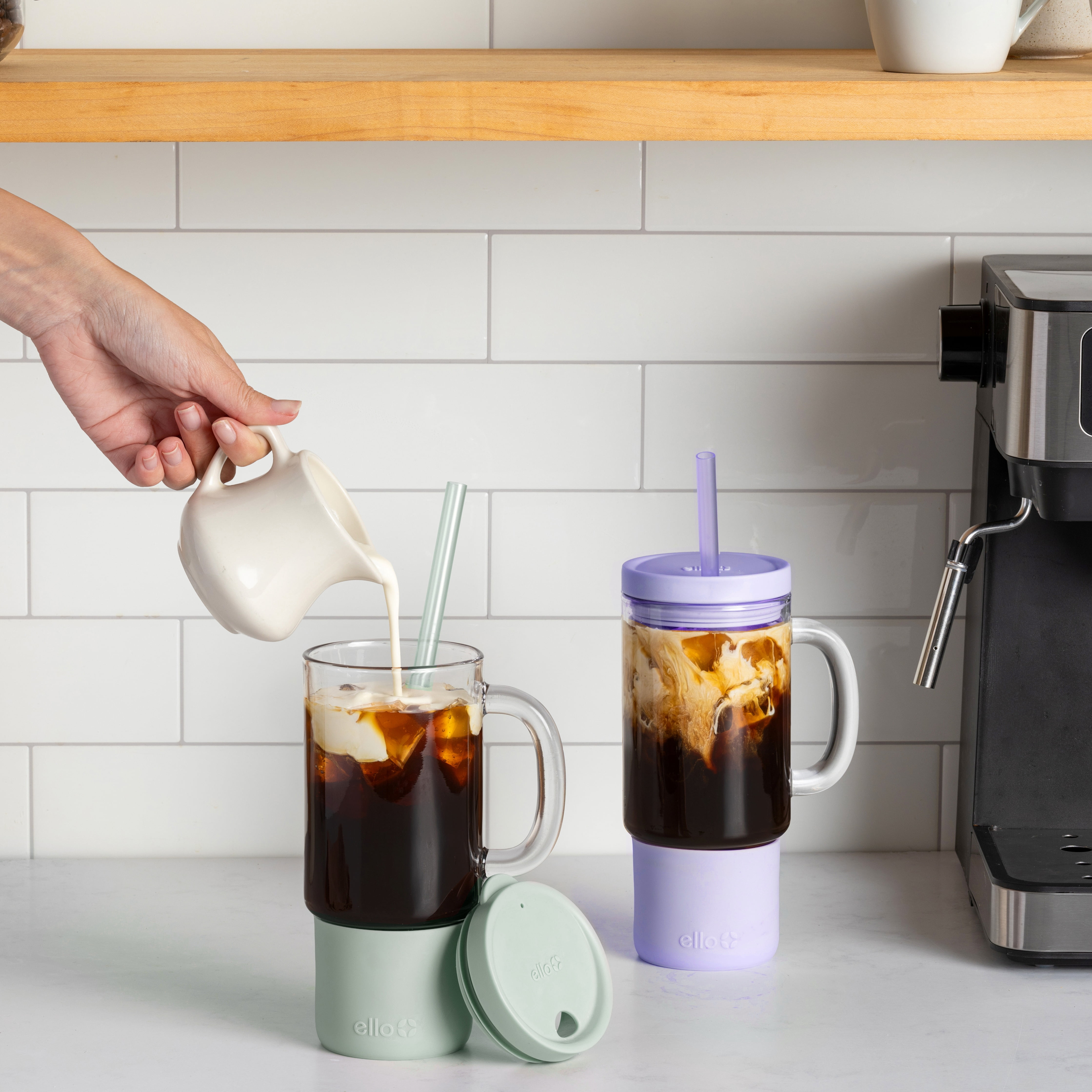 Ello Nova 18 oz Glass Mug with Straw