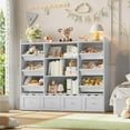 thumbnail image 4 of Hiphuta 55" Wide Toy Storage Organizer with 4 Removable Drawers, 4-Tier Kid Bookcase with 6 Bins, Toy Organizer with Bookcase for Kid Bedroom Playroom, Gray, 4 of 9