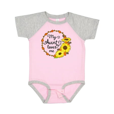 

Inktastic My Aunt Loves Me with Sunflower Wreath Gift Baby Boy or Baby Girl Bodysuit