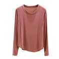 thumbnail image 5 of Sakmal Pullover Pajama Tops for Women Long Sleeve Cotton Sleepwear Crew Neck Pink Sleepwear for Women XXL, 5 of 5