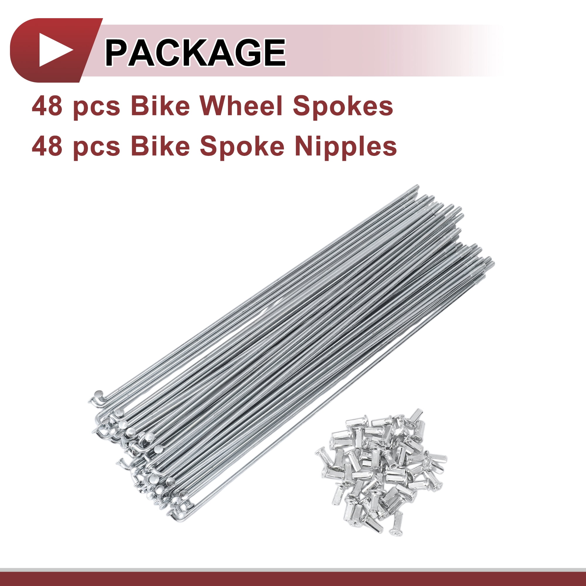 Unique Bargains 48Pcs 10G Bike Wheel Spokes Carbon Steel Galvanized Silver 10.24"