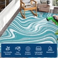 thumbnail image 5 of 10x14 Camping Rugs for Outside Your RV, Patio Rugs Outdoor Waterproof, Abstract Plastic Straw Rug Reversible UV Resistant Minimalist Area Rug for Backyard, Deck, Picnic, Porch, Light Blue, 5 of 8