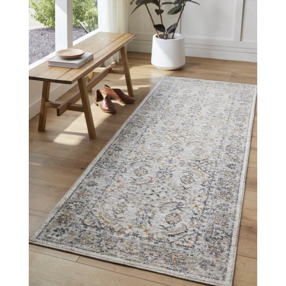 Livabliss Area Rugs for Living Room, 3x7 Beckham Traditional Off-White Runner Rug, Bedroom Dining Room Home Decor Stain Resistant Carpet (2'7" x 7'3" Runner)