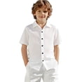 thumbnail image 2 of TIREOW Kids Boys Short Sleeve Dress Shirt Solid Color Button Down Shirt Summer Comfortable Casual Shirt Tops, 2 of 8