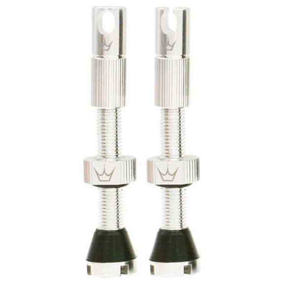 Peaty's Alloy Presta Valve Stem, 42mm, Pair, Silver