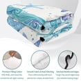 thumbnail image 3 of 3 Pieces Full Quilt Set,Summer Starfish Ocean Wave Soft Bedding Sets with 1 Quilt & 2 Pillow Shams,Watercolor Marine Theme Plaid Summer Bedspread Lightweight Coverlet Comforter, 3 of 3