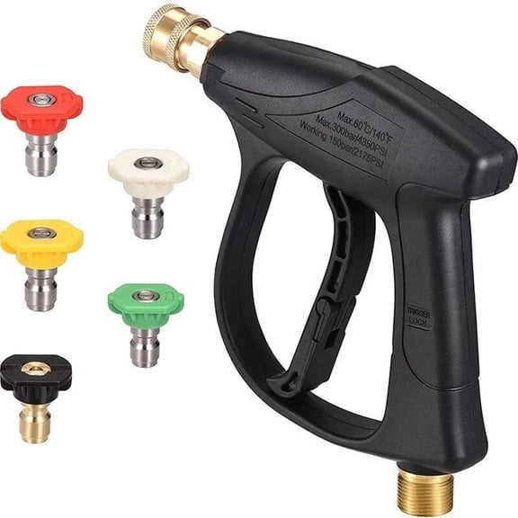 4000 PSI Pressure Washer Gun, Pressure Washing Gun with 5 Nozzles, 1/4” Quick Connection Handheld Cleaning Gun for Yard Cleaning