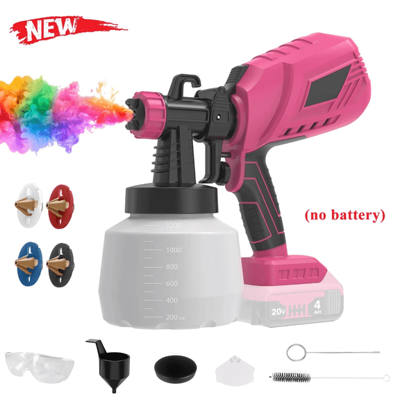 Paint Sprayer - HVLP Cordless Paint Sprayer 1200ml Container Spray Paint for Home Interior & Exterior, Furniture, Fence, Walls, Walls, Door, Garden Chairs, Easy to Clean up