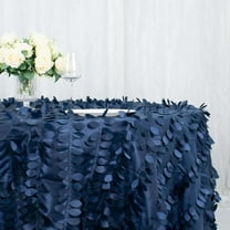 Efavormart 132" Round Leaf Petal Taffeta Tablecloth - Decorative 3D Leaf Ruffle Table Cover for Forest Party, Wedding, Event, Dessert Tables - Navy Blue