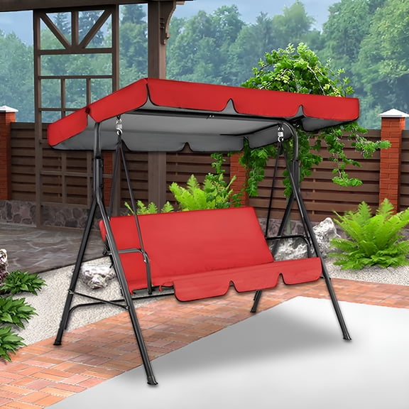 XIBUFE Replacement Canopy and Swing Cushion Cover,2 and 3 Seater Swing Canopy Replacement Cover Set,Canopy Top Cover and Chair Seat Cover for Swing Patio Garden,210D Oxford Fabric