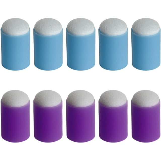 Nvzi 10 esponjas para pintar con los dedos, para manualidades, para pintar con los dedos (5 azules y 5 moradas)