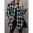 thumbnail image 4 of Asyoly Womens Classic Plaid Shirt Jacket Long Sleeve Button Down Shacket Jacket Lightweight Boyfriend Oversized Coat With Pockets S-XXL, 4 of 7