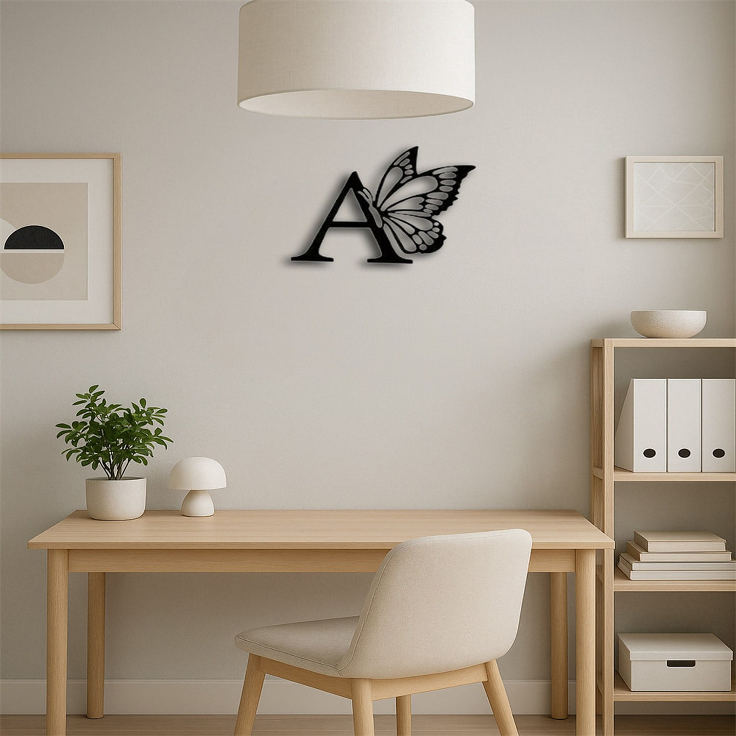 Astoutdoor Iron Butterfly Monogram Wall Art Sign, 12.6 in x 10.63 in, Customizable Letters for Home Decor