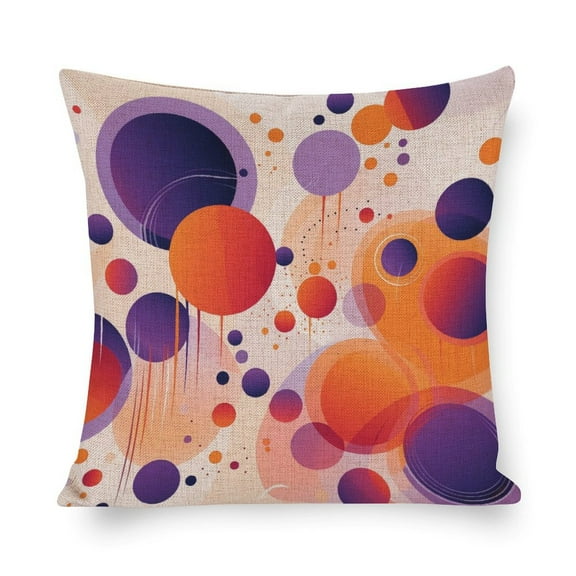 Bed Throw Pillows Vintage Retro Abstract Purple Red Orange Pattern Pillow Cover 16"x16" Vintage Abstract Decorative Square Pillowcase Cushion Case Modern Decorative Pillow Covers
