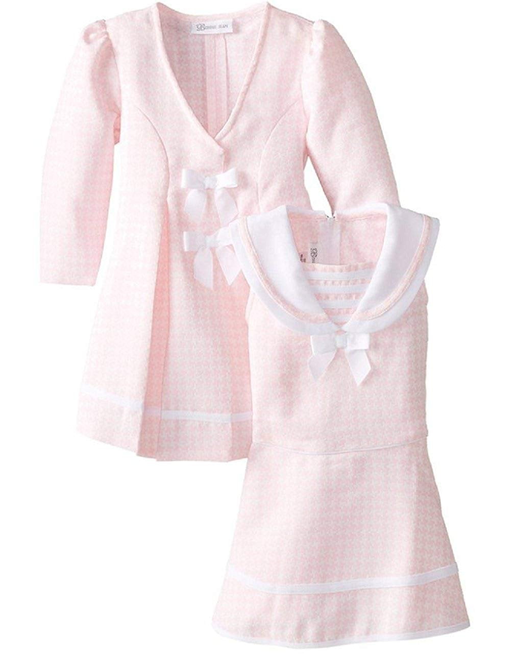 Bonnie Jean Girls Pink White Easter Spring Pageant Dress & Coat 2T 3T 4T New 