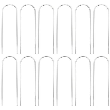LEORX 12Pcs Metal Garden Fence Stakes U Shaped for Landscape Fabric Lawn and Yard Stability