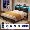 thumbnail image 3 of Greenstell Queen LED Bed Frame with Headboard Storage - Charging Station,Black, 3 of 8