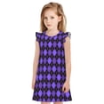 thumbnail image 1 of Cauagu Chemises de Nuit pour Filles Motif argyle Violet Pyjama à Manches Courtes Robe de Nuit Douce Princesse -Petit, 1 of 6