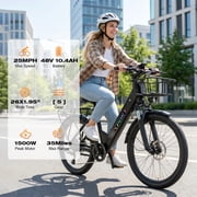 PostJoy Electric Mountain Bike 26 1500W Peak Motor, 65 Miles 28MPH Ebike, 480Wh Battery Electric Bicycle for Adults 7 Speed Electric Bicycles Front Fork Suspension