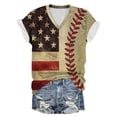 thumbnail image 2 of Fiudx Liquidación de Ahorros de Verano Top de Manga Corta con Cuello En V Estampado Del Día de La Independencia para Mujer Top/Camisa de Manga Corta con Cuello En V, 2 of 4