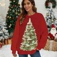 thumbnail image 2 of Christmas Sweatshirts for Women Long Sleeve Round Neck Xmas Graphic Trendy 2026 Casual Loose Pullover Tops (M, Red), 2 of 6