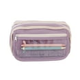 thumbnail image 2 of HBBKVI Large Capacity Pencil Case, 9 Compartments Multi-Purpose Pencil Bag for Adults Office College, Clear Stationery Bag with Zipper Purple, 2 of 9