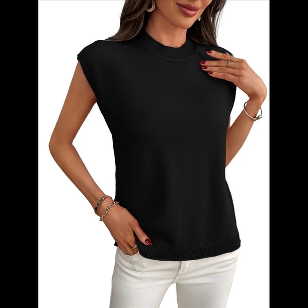 Suéteres de Cuello Alto para Mujer, Chalecos, Blusas Informales de Negocios y Moda, Conjuntos de Otoño. Negro S