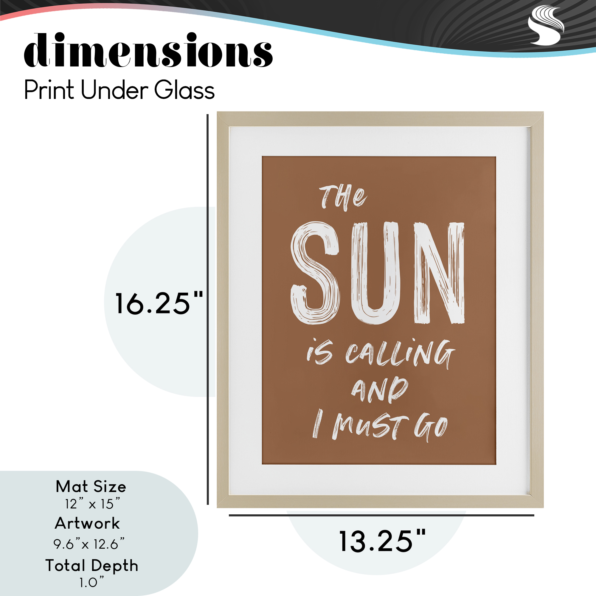 Sun Is Calling Must Go Birch Framed Print Under Glass, design by Lettered and Lined
