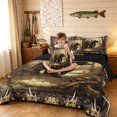 thumbnail image 3 of Manfei Rustic Grizzly Bear Full Size Bedding Sets, Tribal Branches Full Size Bed in a Bag, Dark Brown, Black Reversible, 7 Pieces, 3 of 5