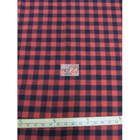 Buffalo Plaid Flannel - Tartan Plaid Uniform Apparel Flannel Fabric / Buffalo Red/Black / Sold By The Yard