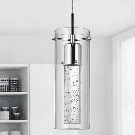 

Eurus Home 1-Light Single Cylinder LED Pendant with Crystal Accents Chrome Finish