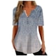 thumbnail image 2 of ICHUANYI Clearance Women's Summer V-neck Print Casual Loose Top Short Sleeve V-neck Button Blouses Tops(Light Blue, XL) ICHUANYI WER2023080711323, 2 of 5