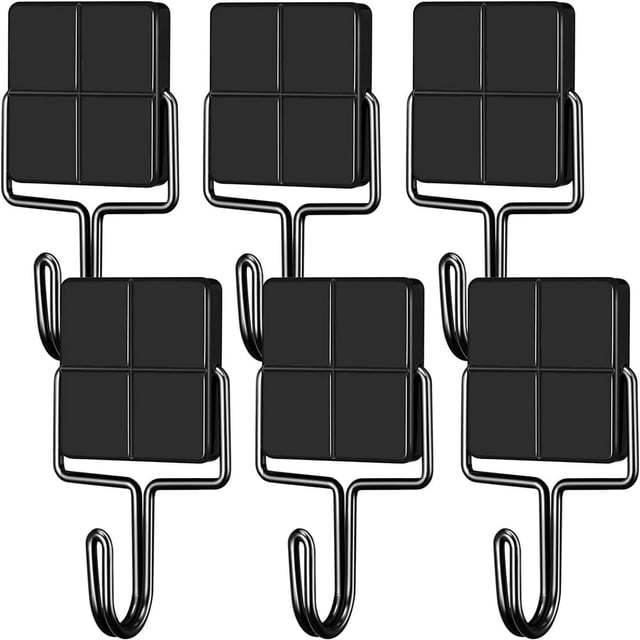 HLONK Rustproof Magnetic Hooks Stainless Steel Black 4 Pieces