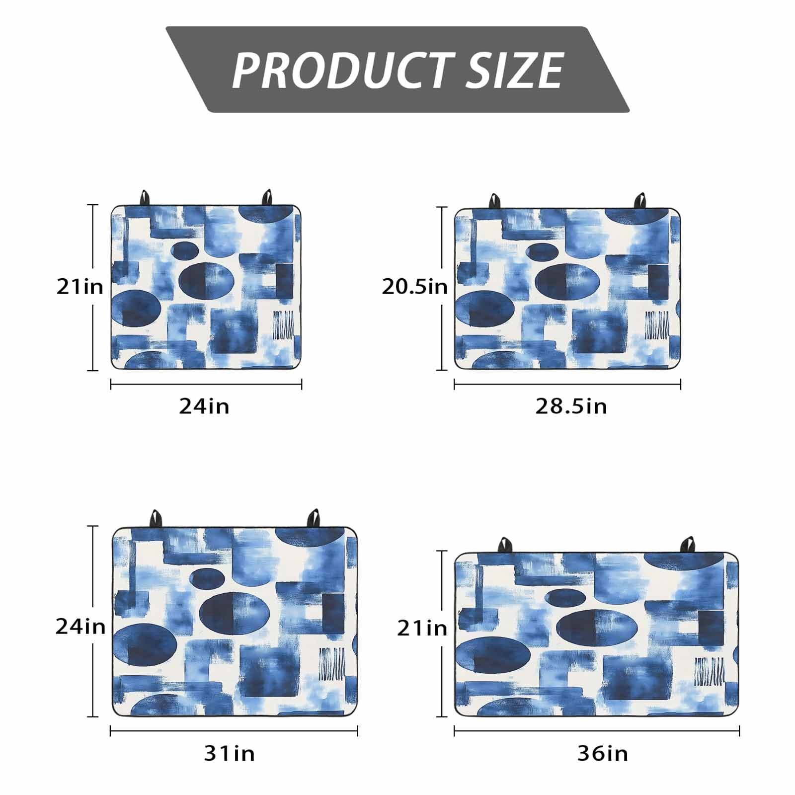 Blue Geometric Stove Top Cover for Electric Stove, Heat-proof & Non Slip Glass Top Stove Cover Protector, Modern Abstract Vintage Art Aesthetic Kitchen Flat Cooktop Rubber Mat 24x21 Inches