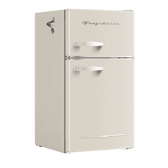 Frigidaire, 3.1 Cu. Ft. 2 Door Retro Compact Refrigerator , Built-In Side Bottle Opener, Cream