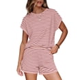 thumbnail image 2 of Wiholl Summer Sets for Women Summer outfits Lounge Short Sets Womens Striped Set with Pocket, 2 of 8